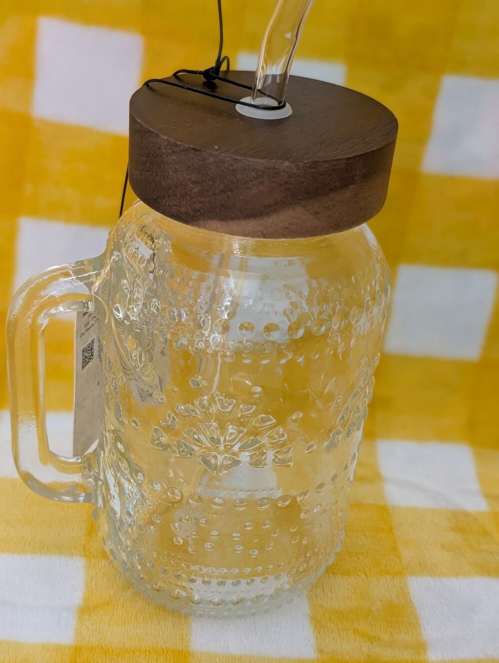 The Pioneer Woman Clear Glass Sipper with Wood Lid and Straw - - Picture 2 of 5